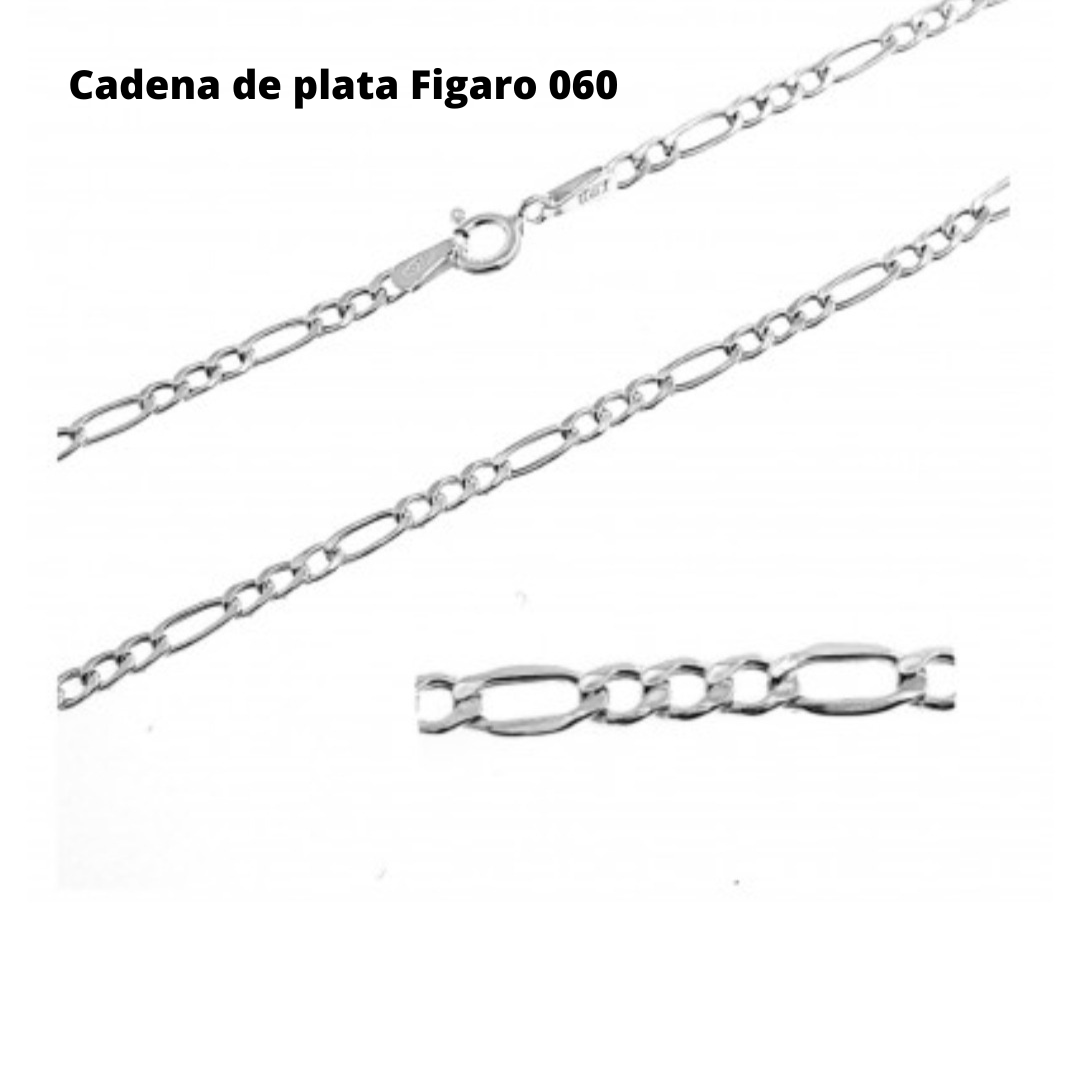 Cadena en plata de ley Fígaro 60