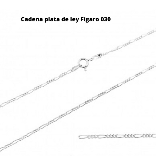 Cadena de plata de ley Fígaro 030